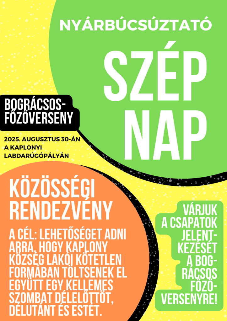 A főzőversenyre még lehet jelentkezni! A helyek száma korlátozott, ezért kérjük, hogy minél hamarabb jelezzék részvételi szándékukat Csizmár Antal Tamás alpolgármesternek.